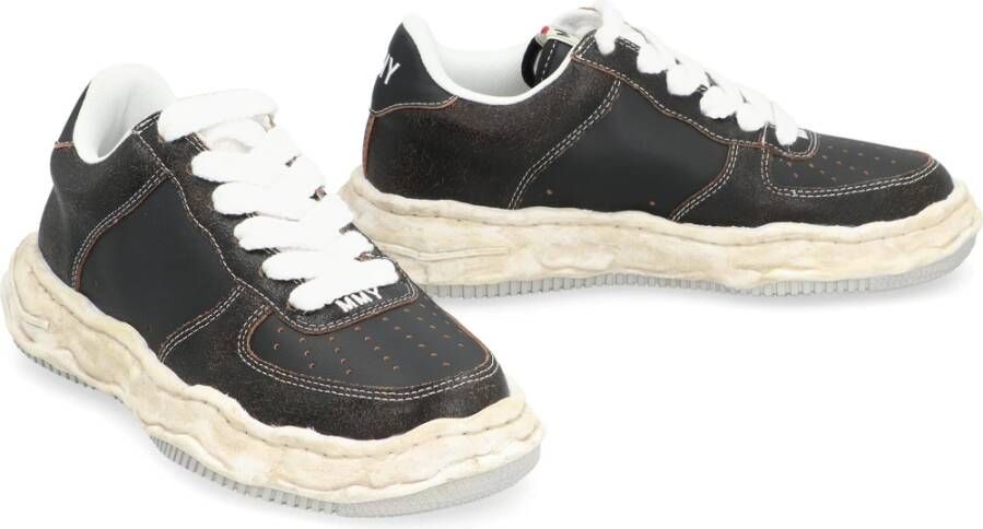 Mihara Yasuhiro Leren lage sneakers met vintage effect Black Heren