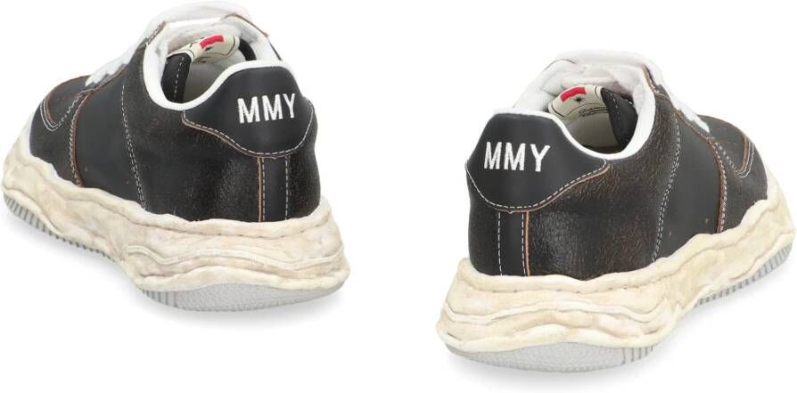 Mihara Yasuhiro Leren lage sneakers met vintage effect Black Heren