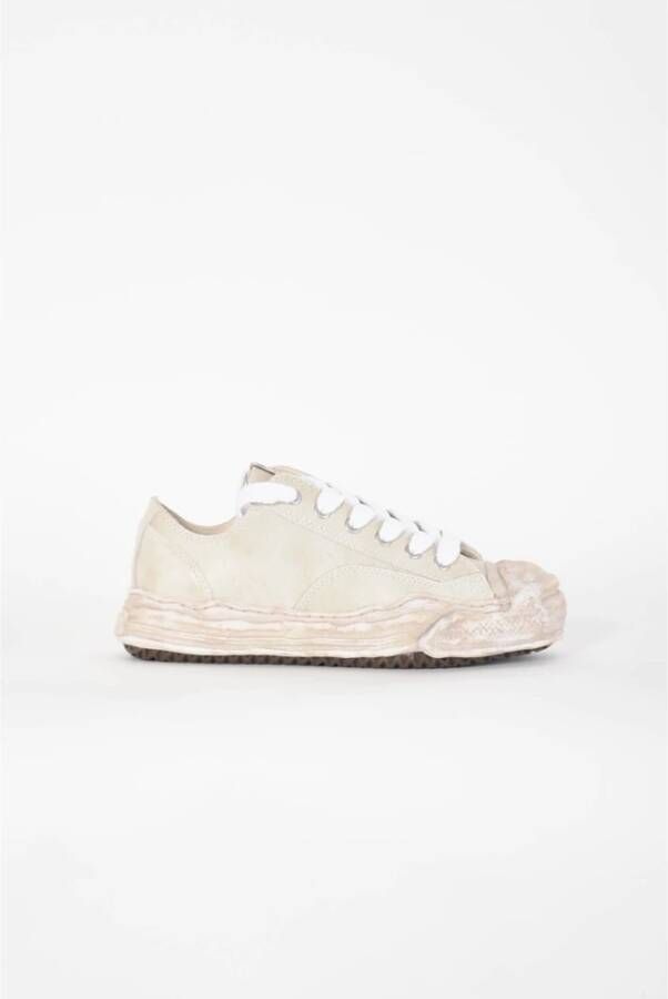 Mihara Yasuhiro Leren Sneakers met Rubberen Zool White Heren