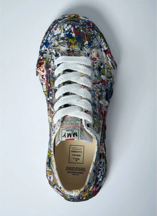 Mihara Yasuhiro Leren sneakers met verfspatten