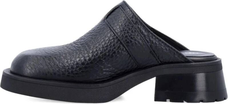 Miista Zwarte Gespte Leren Sandalen