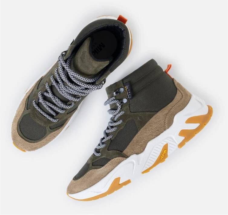Mikakus Barcelona Bosgroene Mid Top Sneakers Multicolor Unisex