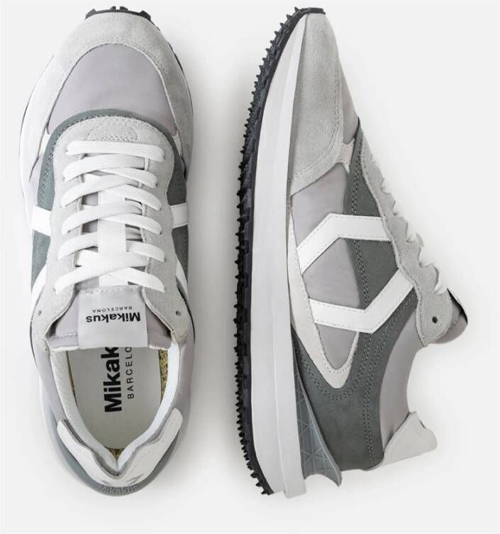 Mikakus Barcelona Grijze Nylon Sneakers met Nubuck Details Gray Unisex