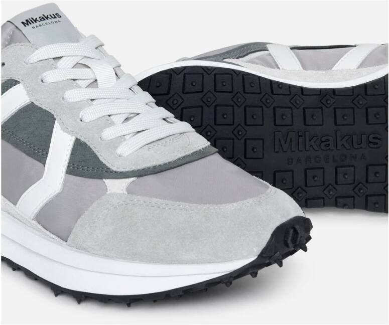 Mikakus Barcelona Grijze Nylon Sneakers met Nubuck Details Gray Unisex