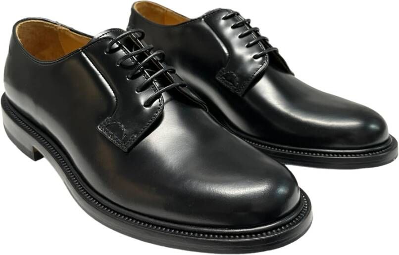 Mille885 Leren veterschoenen met rubberen zool Black Heren