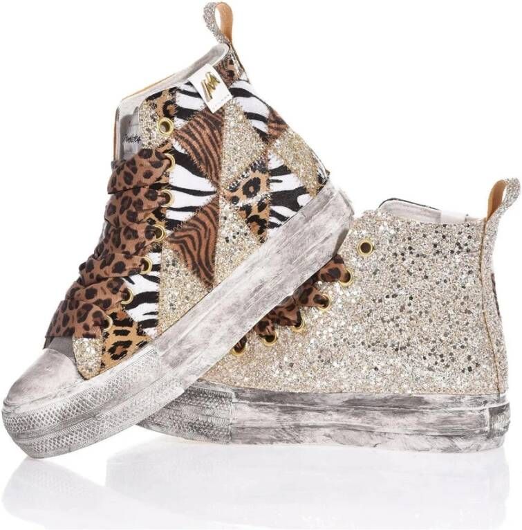 Mimanera Gouden Animalier Platform Sneakers Glitter