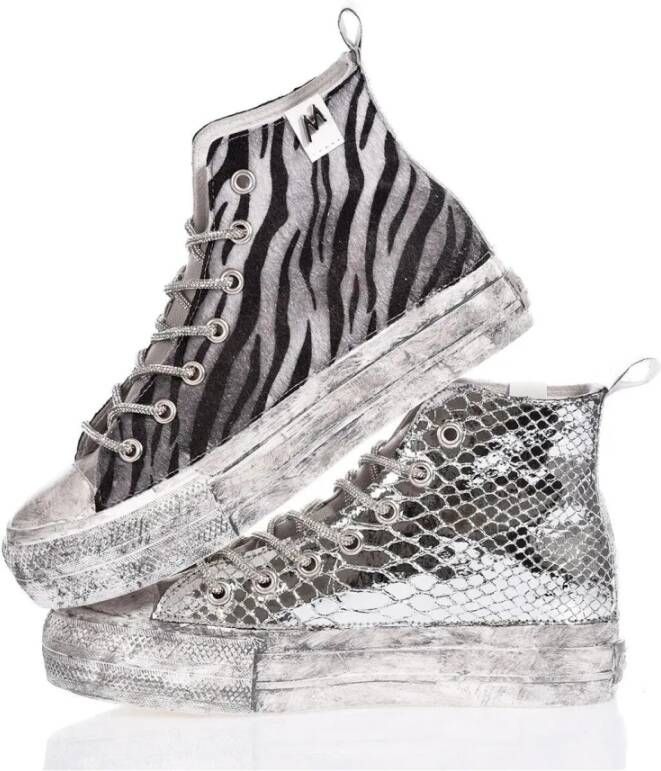 Mimanera Zebraprint Zilveren Platform Sneakers