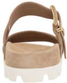 Miu Beige Suède Platte Sandalen Beige Dames