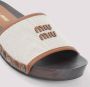 Miu Canvas en leren klompen met logo - Thumbnail 2