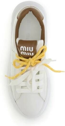 Miu Dubbele-Veters Leren Sneakers