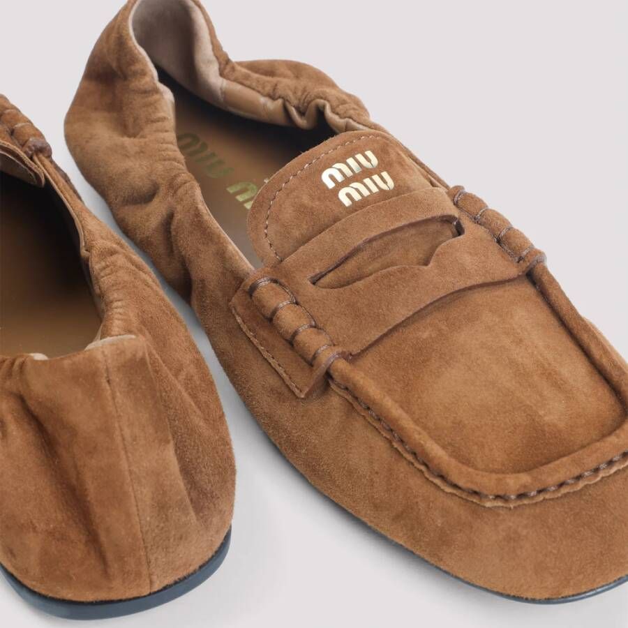 Miu Eiken Bruin Suède Loafers