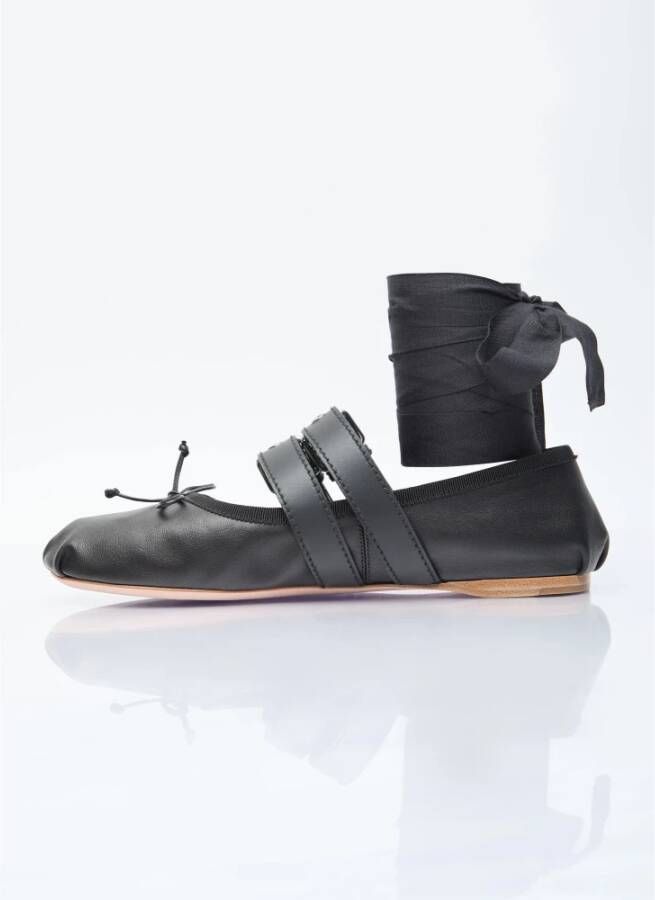Miu Flat Sandals Black Dames