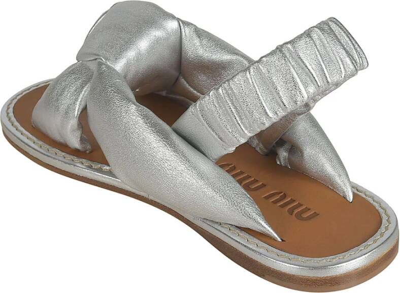 Miu Zilveren Platte Sandalen Grijs Dames