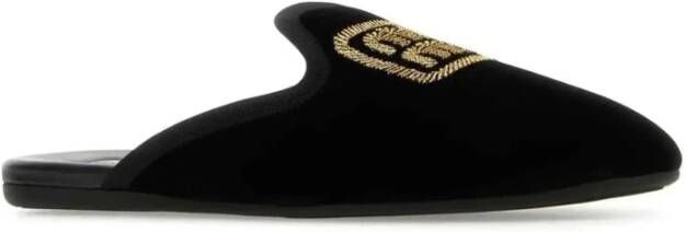 Miu Geborduurde Slip-On Muiltjes Velvet Effect Black Dames
