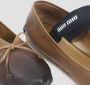 Miu Karamelbruine Leren Ballerina's - Thumbnail 2