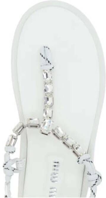 Miu Kristal Witte Touw Sandalen Gray Dames