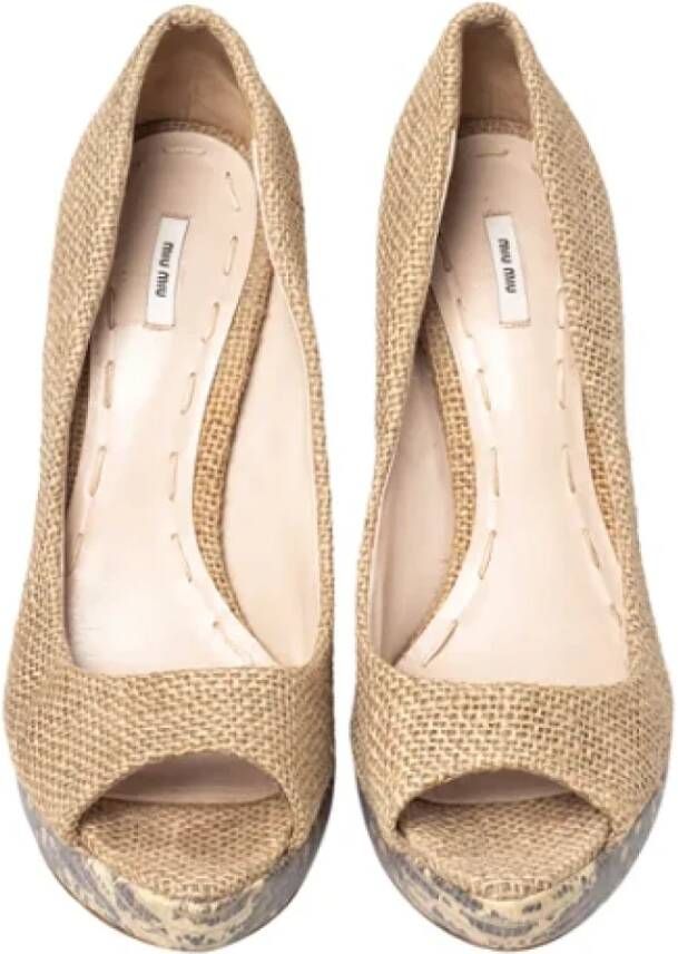 Miu Pre-owned Fabric heels Beige Dames