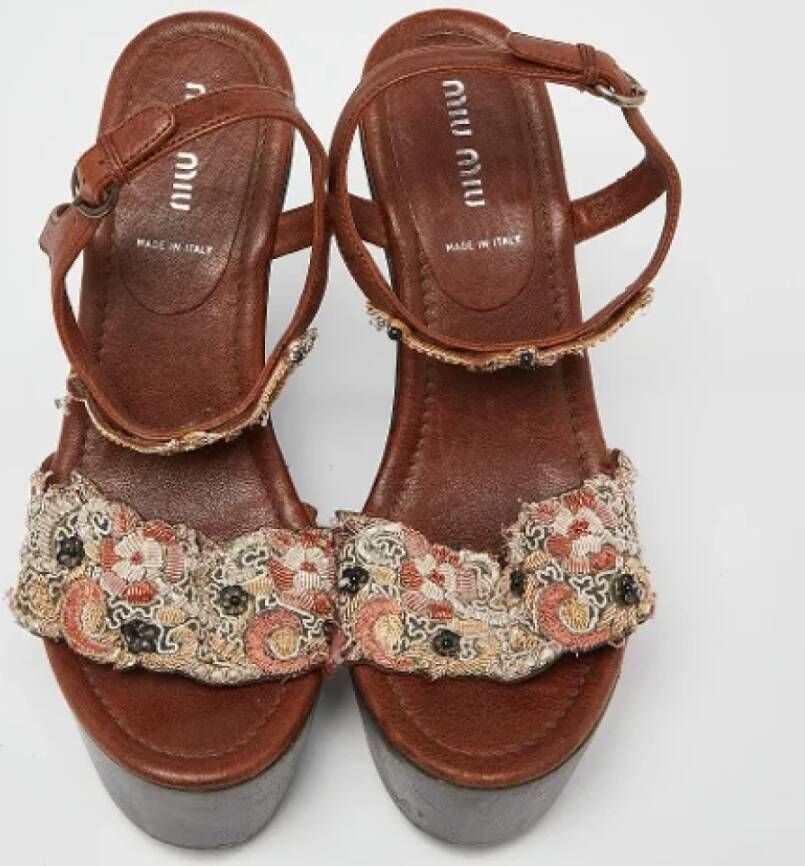 Miu Pre-owned Fabric sandals Brown Dames