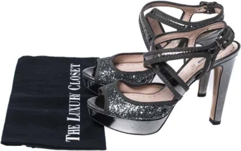 Miu Pre-owned Fabric sandals Gray Dames