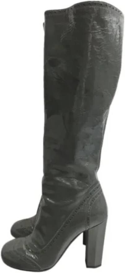 Miu Pre-owned Leather boots Gray Dames