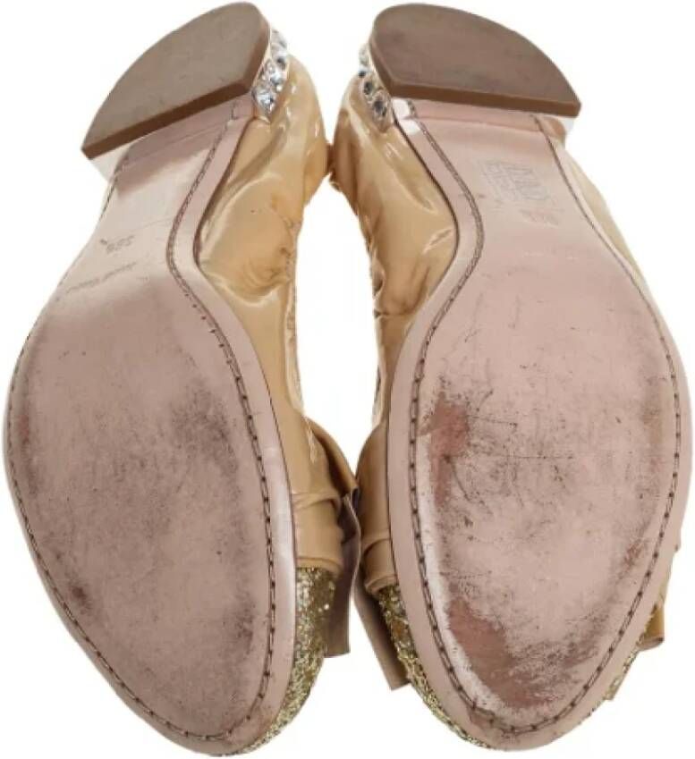 Miu Pre-owned Leather flats Beige Dames