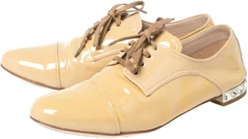 Miu Pre-owned Leather flats Beige Dames