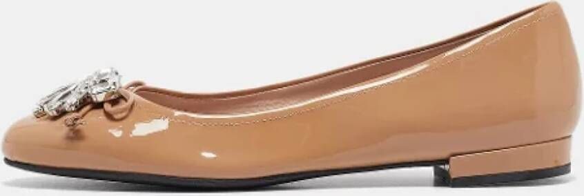 Miu Pre-owned Leather flats Beige Dames