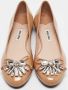 Miu Pre-owned Leather flats Beige Dames - Thumbnail 3