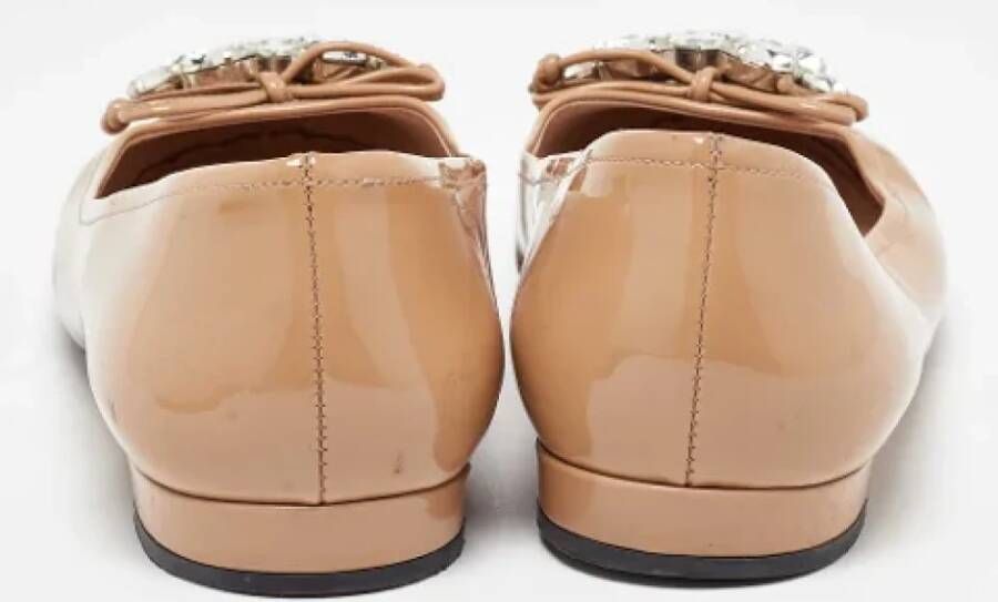 Miu Pre-owned Leather flats Beige Dames