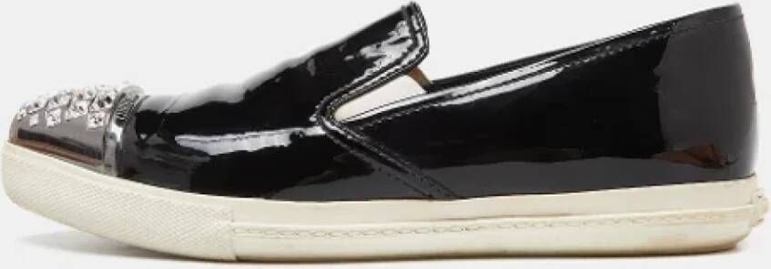 Miu Pre-owned Leather flats Black Dames