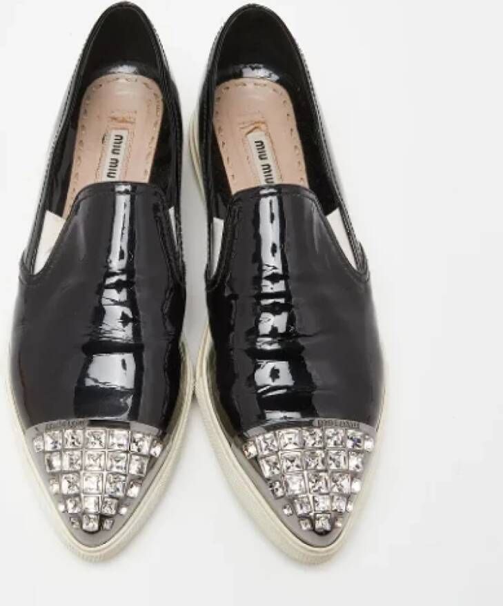 Miu Pre-owned Leather flats Black Dames