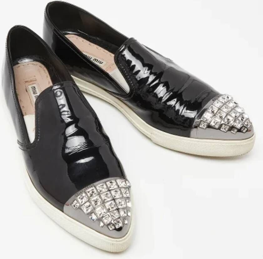 Miu Pre-owned Leather flats Black Dames