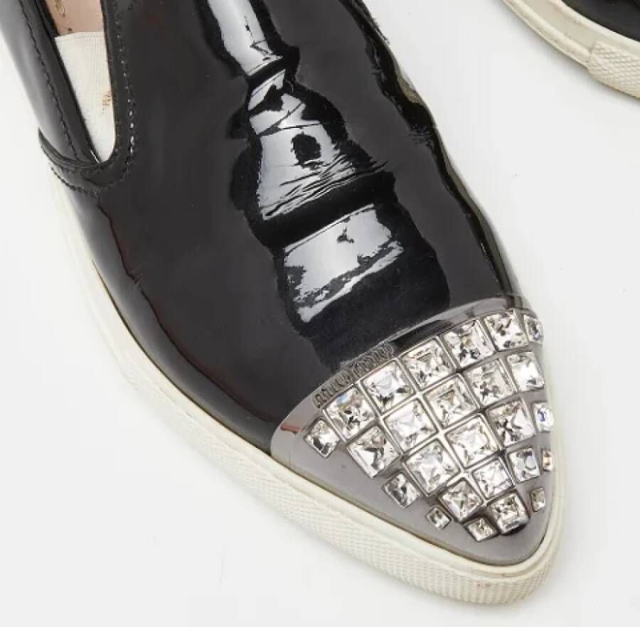 Miu Pre-owned Leather flats Black Dames