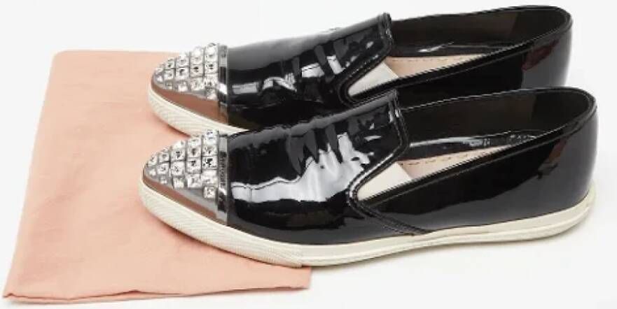 Miu Pre-owned Leather flats Black Dames