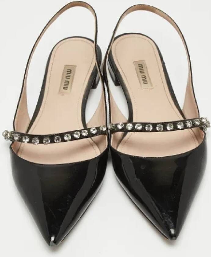 Miu Pre-owned Leather flats Black Dames