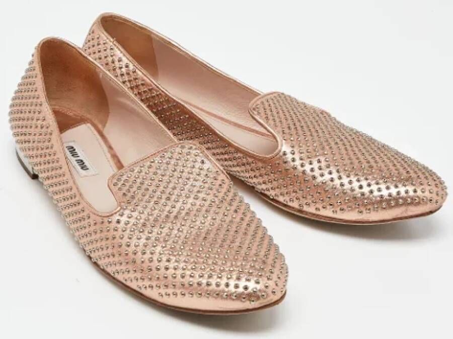 Miu Pre-owned Leather flats Gray Dames