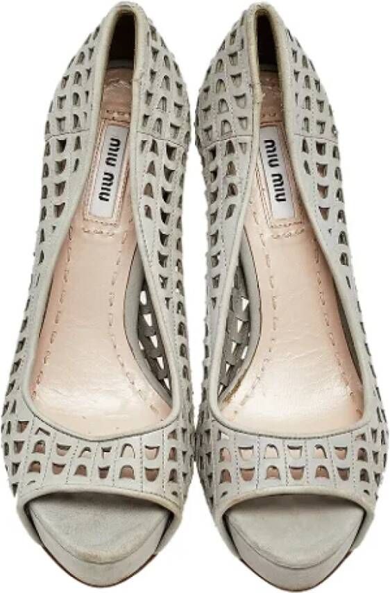 Miu Pre-owned Leather heels Gray Dames