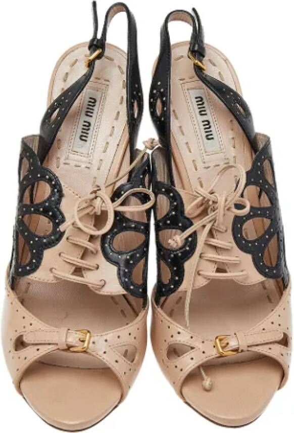 Miu Pre-owned Leather sandals Beige Dames