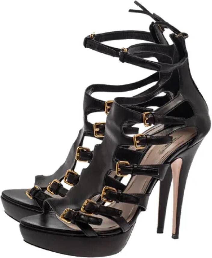 Miu Pre-owned Leather sandals Black Dames