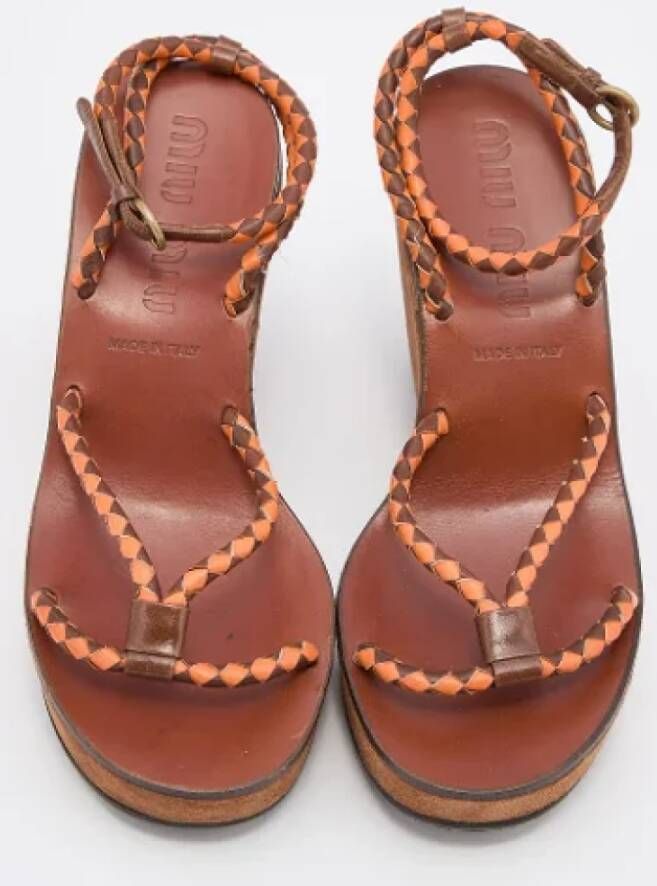 Miu Pre-owned Leather sandals Brown Dames