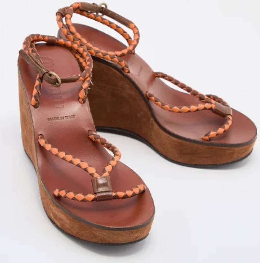 Miu Pre-owned Leather sandals Brown Dames