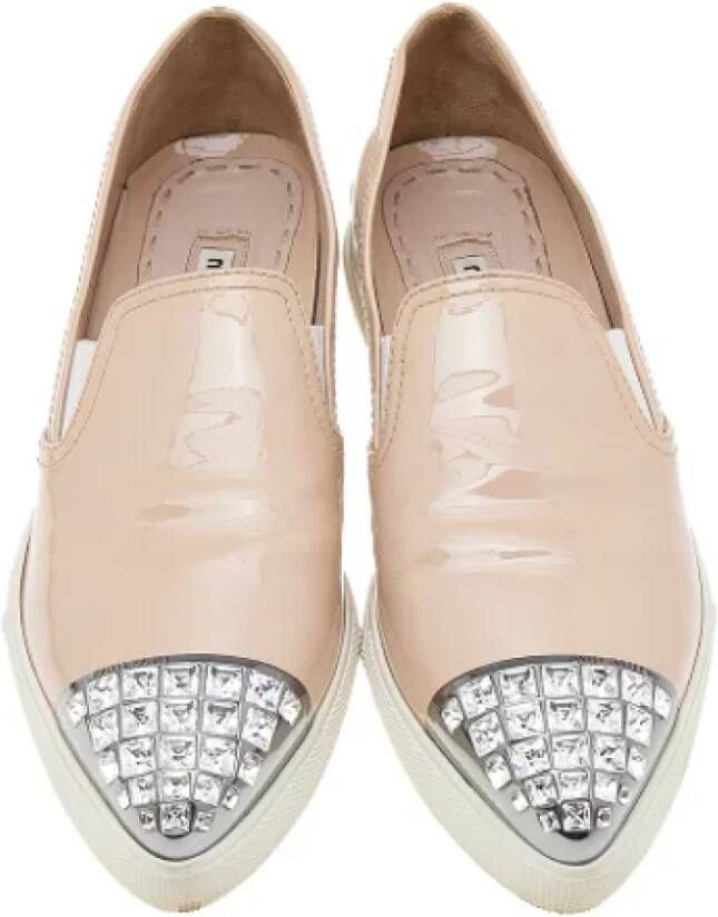 Miu Pre-owned Leather sneakers Beige Dames