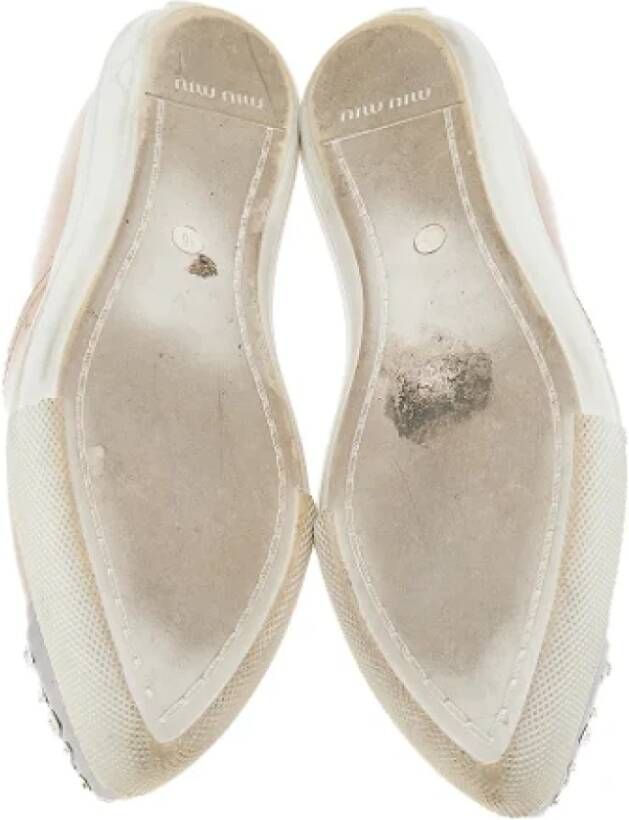 Miu Pre-owned Leather sneakers Beige Dames