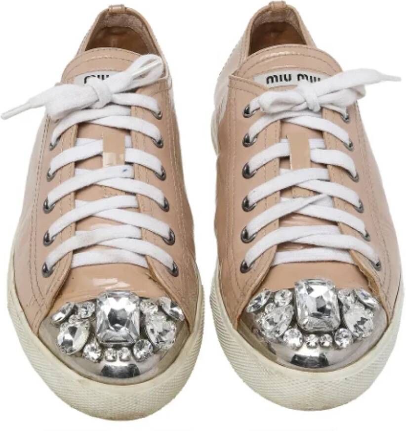 Miu Pre-owned Leather sneakers Beige Dames