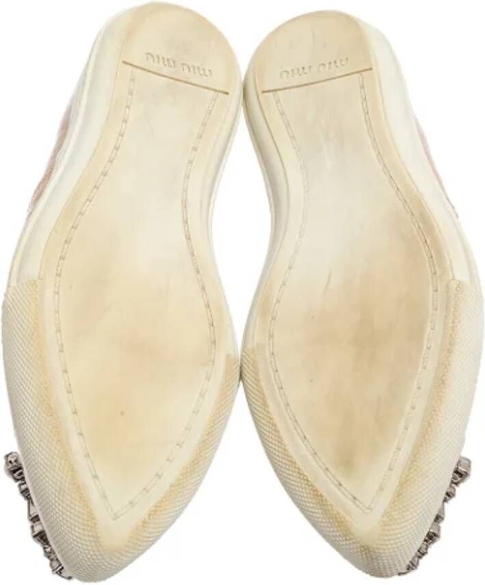 Miu Pre-owned Leather sneakers Beige Dames