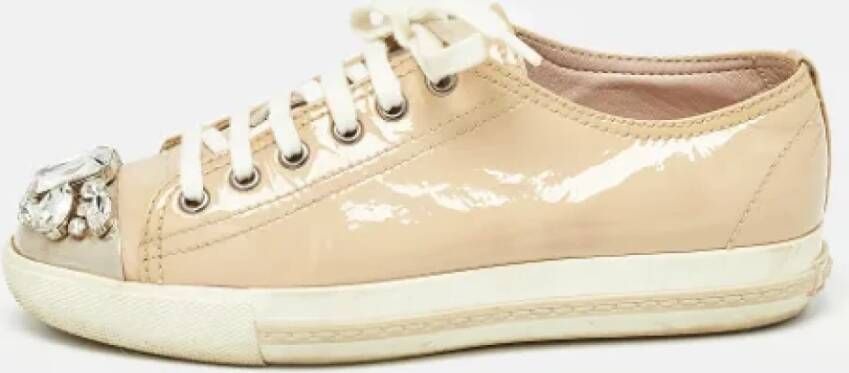 Miu Pre-owned Leather sneakers Beige Dames