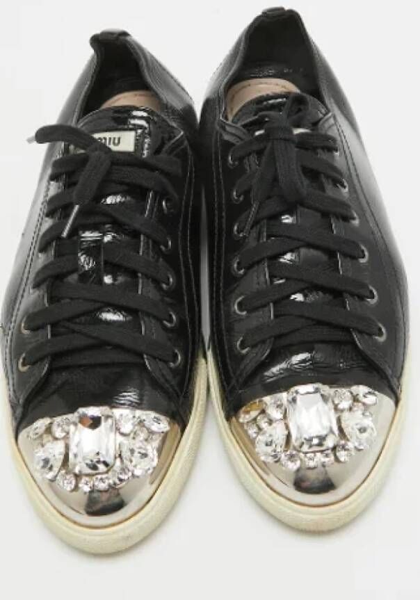 Miu Pre-owned Leather sneakers Black Dames