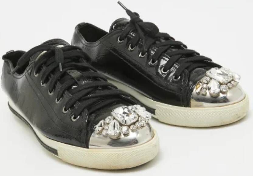 Miu Pre-owned Leather sneakers Black Dames