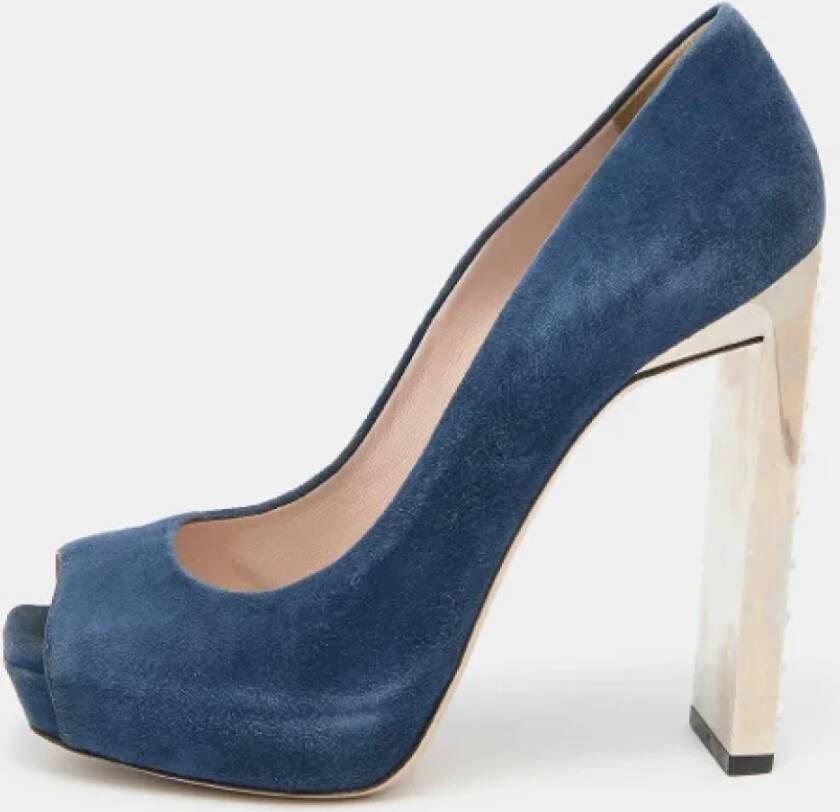 Miu Pre-owned Suede heels Blue Dames