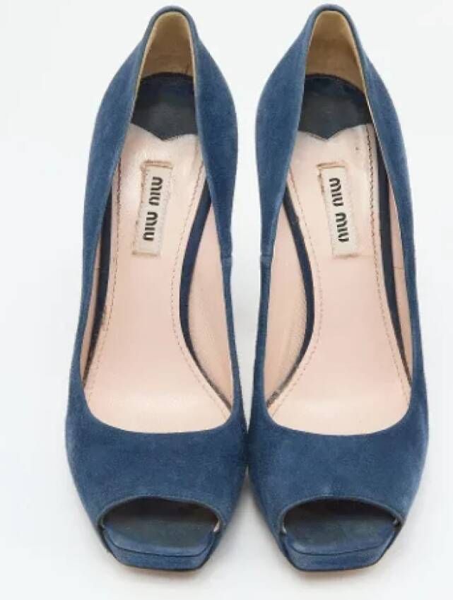 Miu Pre-owned Suede heels Blue Dames